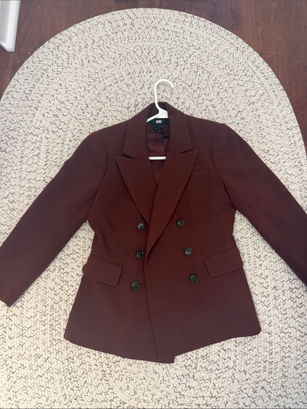 PAIGE Double-Breasted Blazer in Burgundy
